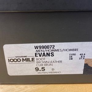 Brand new in box Wolverine 1000 mile  Brown 9.5